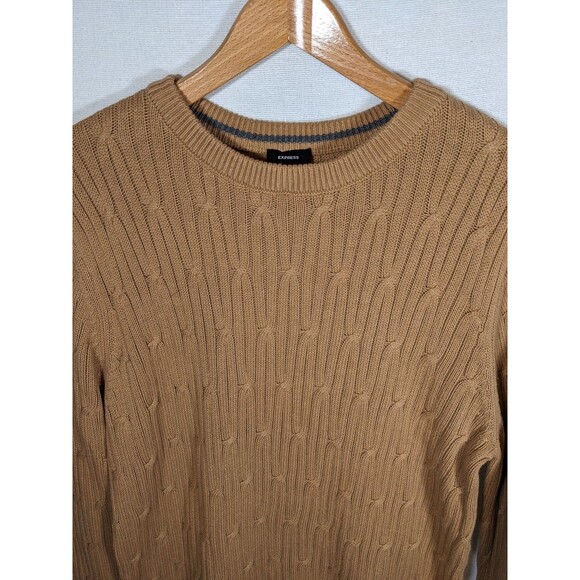 NWT Express Men's Cable Knit Sweater Size Large Pecan/Tan - Picture 4 of 13